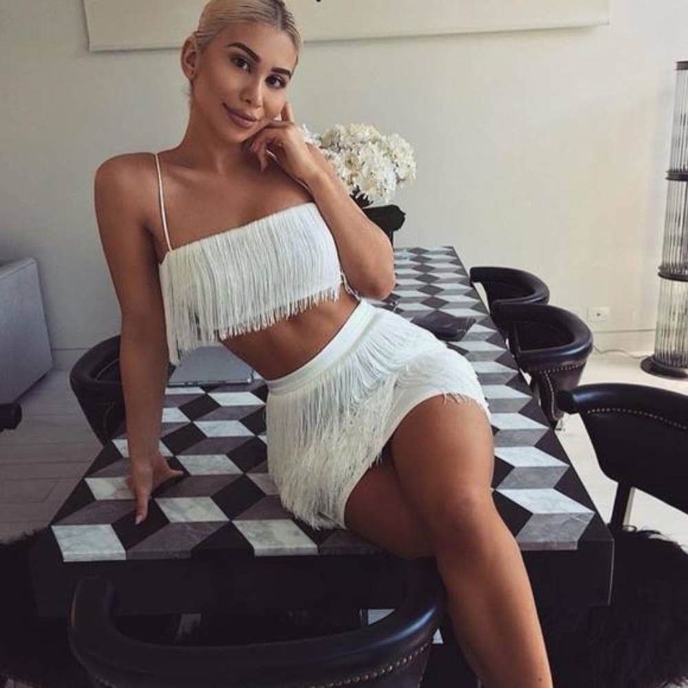 Meshki: 2 piece WHITE fringe set